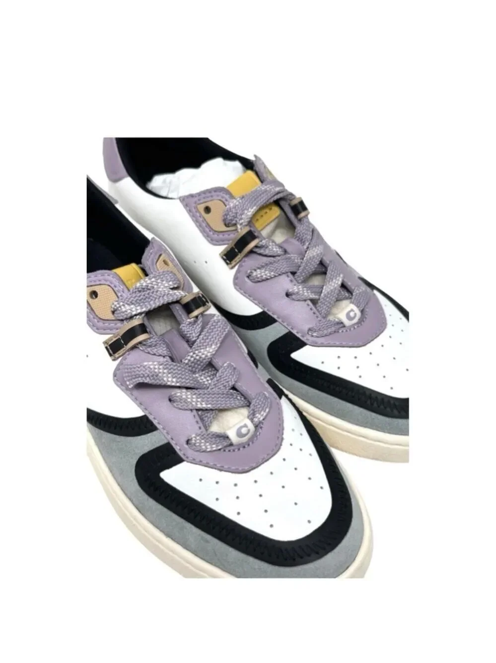 Coach Citysole Sue Court Sneakers 7.5 White/Soft Lavender in box